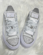 Womens custom wedding bling crystal and pearl converse - Bridal Shoes