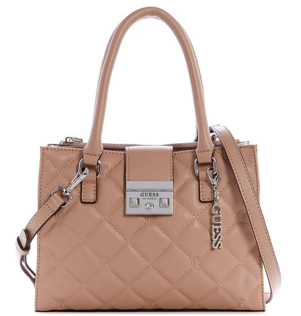 NEW GUESS Women's Light Pink Quilted Luxury Satchel Crossbody Handbag  Purse