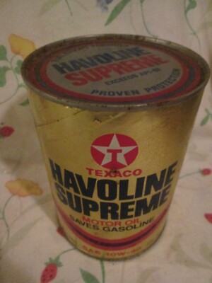 Vintage 1QT Texaco Havoline Supreme SAE 10W-40 Can