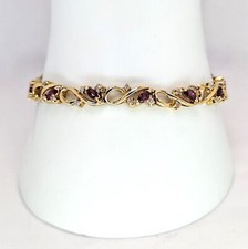 14K Gold Diamond & Ruby Bracelet, 7 1/4"Long