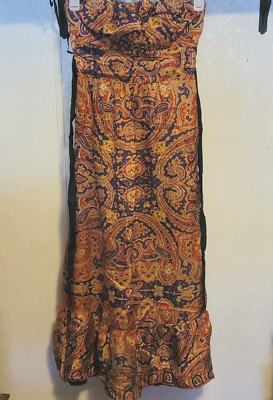 The Limited Strapless Dress Geometrical Aztec Design Gold Blue Red sz 2