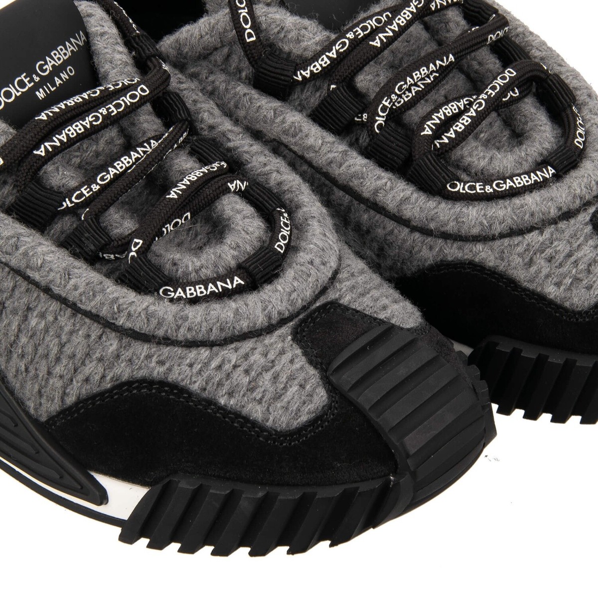 Dolce & Gabbana★素敵!NS1 Wool Leather Sneakers DOLCE & GABBANA DG Logo Wool Low Top Sneaker Shoes NS1 Gray