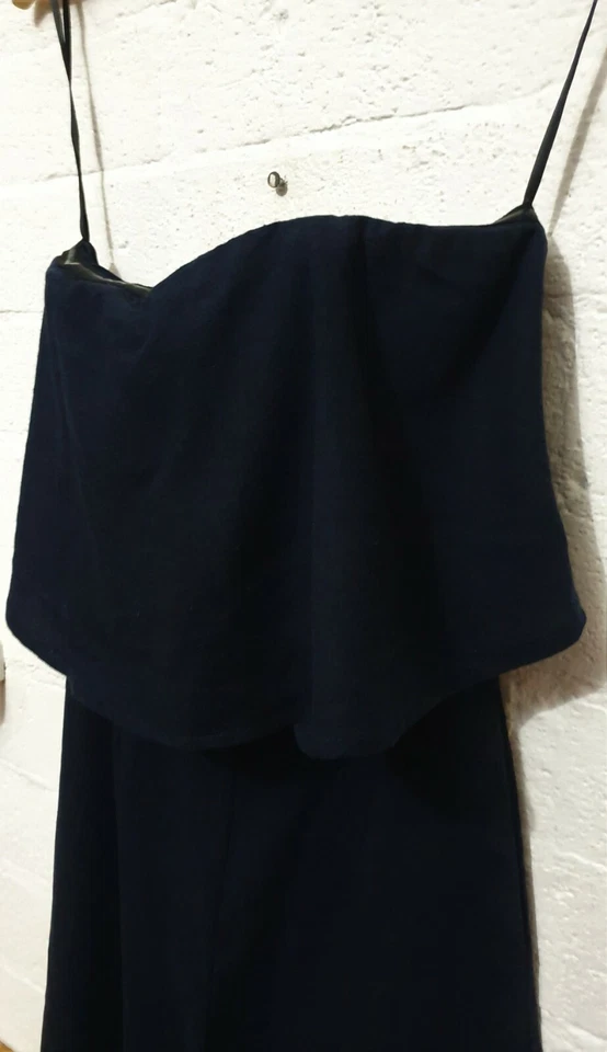 LUVALOT Designer Label Womens Strapless Navy Blue Wide Playsuit Jumpsuit Size 6 - image 4 of 4