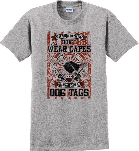 REAL HEROES DON'T WEAR CAPES, Veterans day Soldier USA Support T-Shirt - Picture 8 of 15