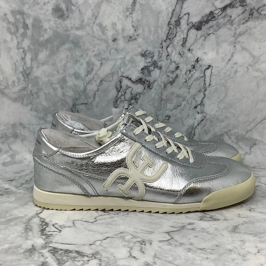 Sam Edelman Women's 10M Silver Metallic Leather Ivey Sneaker Shoes Lace Up P39-2 - Image 3 of 4