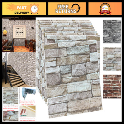 20PCS Peel and Stick 3D Wall Panels - Foam Brick & Faux Stone Wallpaper, Self-Ad