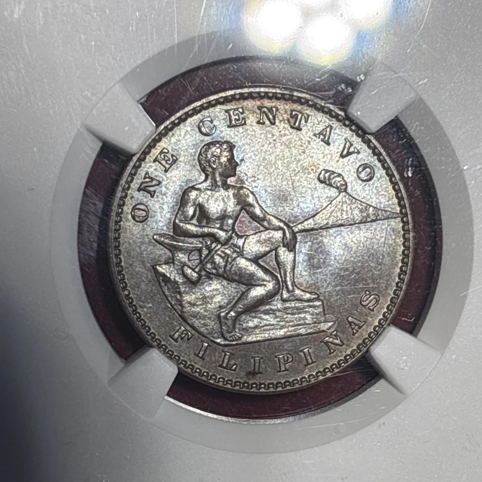 1911-S NGC MS 63bn  Philippines 1 Centavo San Francisco P.Q. Mint Free Shipping - Image 3 of 4