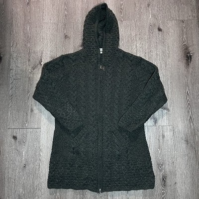 Aran Crafts Women's Irish Cable Knit Merino Wool Celtic Knot Full Zip Size Large