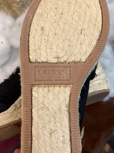 LAUREN RALPH LAUREN Womens CARMONDY EMBROIDERED FLOWERS Wedge SZ 7.5 Black - Picture 11 of 11