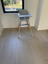 Stokke Clikk High Chair - Grey/Wood Legs, Collapsible, Used Once for Holiday