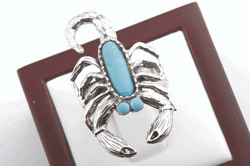 Ring Skorpion mit Türkis 925 Sterlingsilber Gr. 53 . - Bild 1 von 6