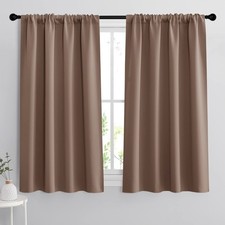 RYB HOME Blackout Curtains 63"L - Energy Saving, 2 Panels, Mocha