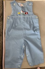 VTG Blue Romper with Embroidered Toys on top 6-9 months. No brand.