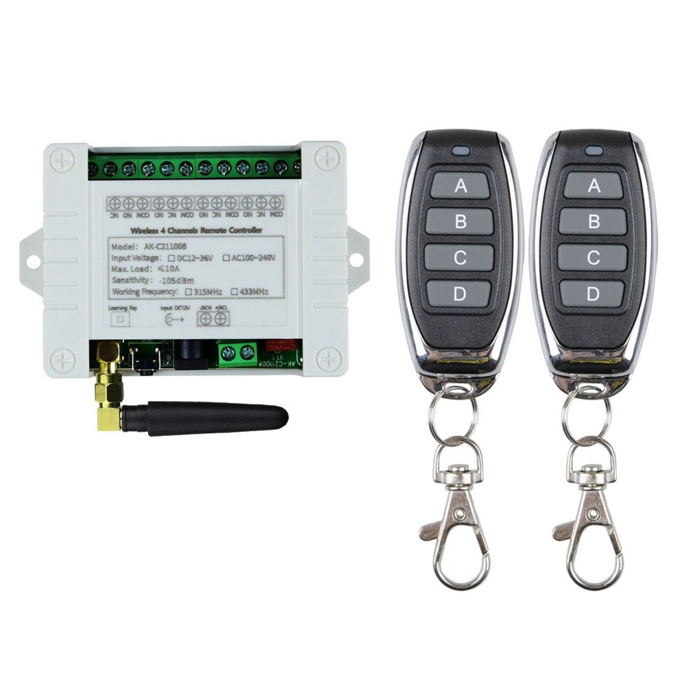 2X(DC 12V 24V 36V 10A 433MHz 4-Kanal-Funkrelais–Fernbedienungsschalter-Emp5232
