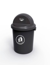 Image of Dark Grey Plastic Rubbish Bin Heavy-Duty Recycling Bin With Push Flap Lid