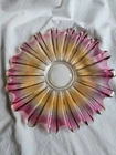 Vintage Federal Glass Celestial Sunburst Flower Plate Pink Platter 11" #OSSH