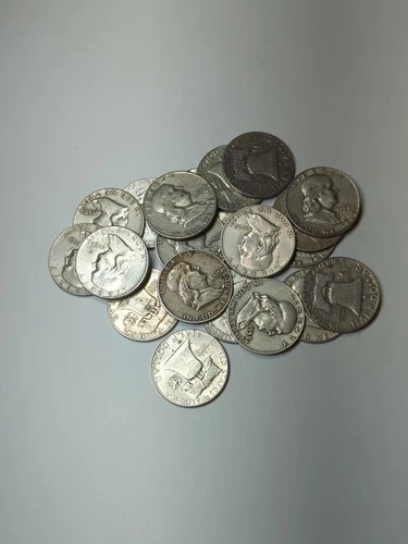 FRANKLIN SILVER HALF DOLLAR ROLL OF 20. THESE ARE THE COINS YOU ARE BUYING. NICE