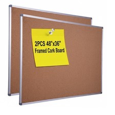 2-Pack Cork Notice Board 48 x 36 Inch, Aluminum Frame Bulletin Board for Wall...