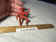 Vintage 1960's Red Plastic Toy Figure Cowboy Use Riding Horse or Stagecoach Guns