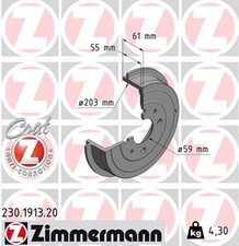 2x ZIMMERMANN Bremstrommel COAT Z 230.1913.20 für FIAT BRAVA BRAVO 1 MAREA IDEA