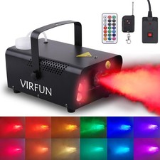 VIRFUN Fog Machine, Smoke Machine with Lights Remote Control for Party Black
