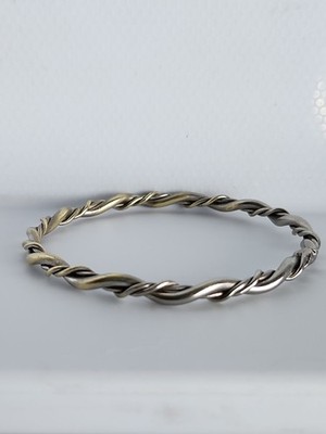 925 Silver Twisted Wire Bracelet Unreadable Brand Name Marking Inside Sz 7.5''