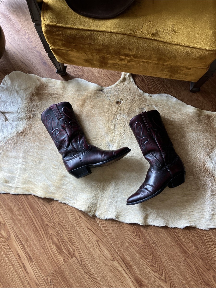 Lucchese Classics Handmade in USA Black Cherry Goat Cowboy Boots Mens D