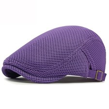 Lifup Unisex Mesh Newsboy Hat Breathable Summer Flat Cap One Size Purple