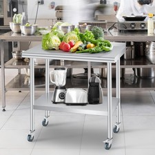 Stainless Steel Work Table with Wheels Commercial Kitchen Prep Table