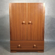 Wooden Doll Wardrobe Baby Doll Clothes Hangers Vintage Childs Toy Cabinet 66cm