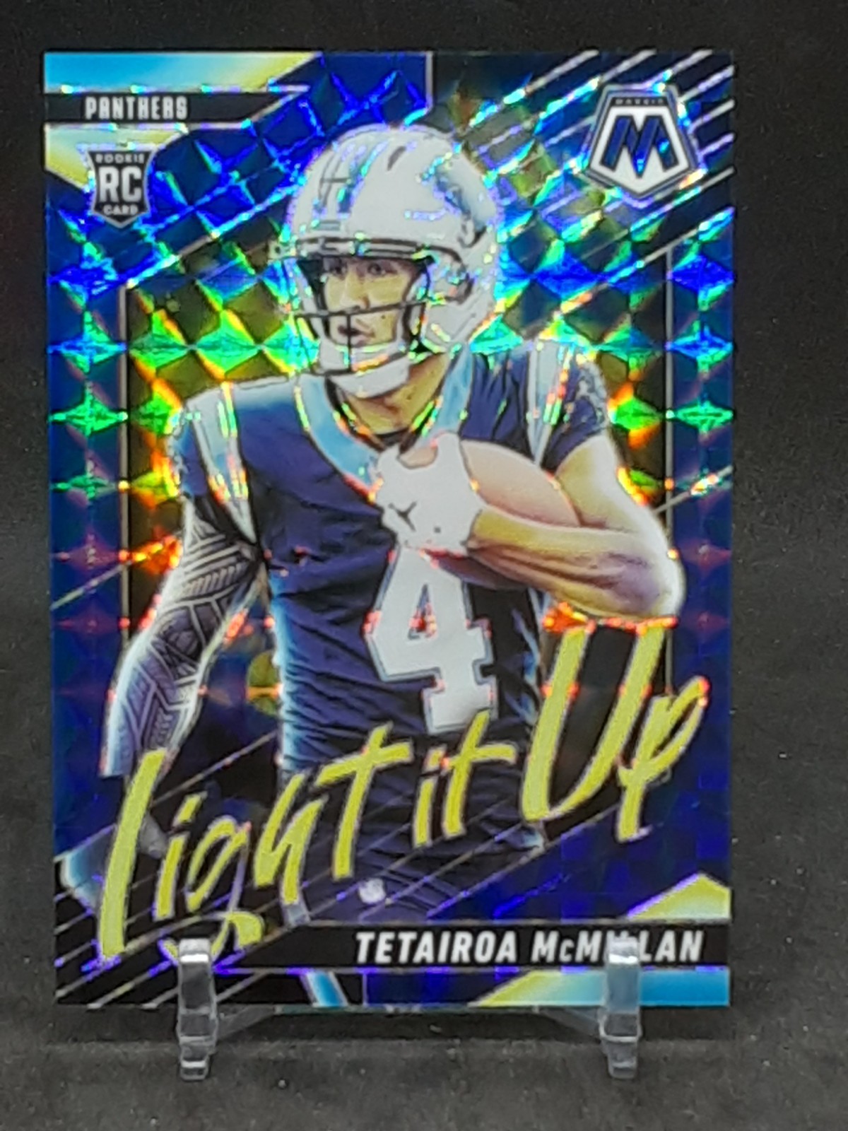 TETAIROA MCMILLAN 2025 MOSAIC LIGHT IT UP BLUE MOSAIC ROOKIE #49/99 PANTHERS QQ