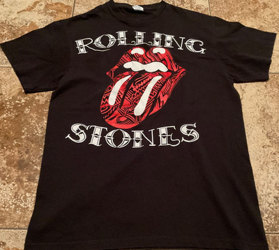VINTAGE 90 S ROLLING STONES BAND CONCERT T-SHIRT ( MENS M ) DELTA PRO BLACK