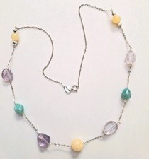 Collana in argento 925 pietre naturali con ametista, giada, amazzonite ematite 