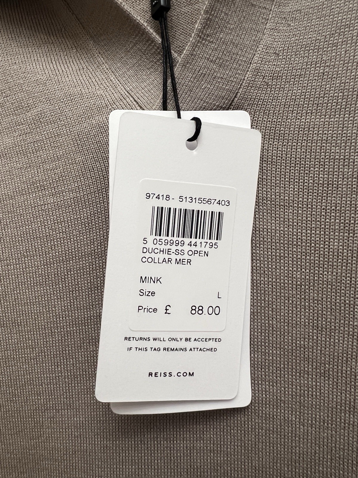 BNWT Reiss Men's 100percent Wool Knit Polo Shirt Size L RRP£88 image 3