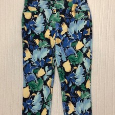 Chicos Brigitte So Slimming Floral Ankle Pants Blue Green Size 1 US 8