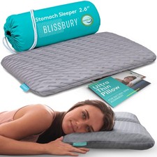 2.6 Inch Ultra Thin Pillow for Sleeping  Memory Foam Flat Pillow for Stomach Sl