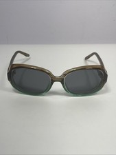 Vtg SRO Gray Green Two Tone Oval Horn Rimmed USA Sunglasses Italy Frames Only