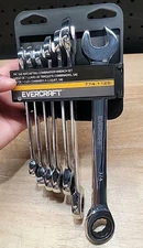 EVERCRAFT 7 Piece SAE Racheting Combination Wrench Set Polished Chrome 774-1125