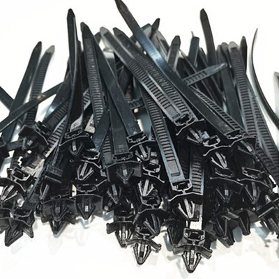 50x Cable Ties Kit Car Trailer Zip Tie Wrap Push Rivet Clip Wiring Loom Harness