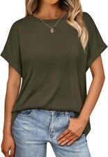 Tshirt Damen Rundhalsausschnitt Kurzarm Oversize T Shirt Sommer Casual