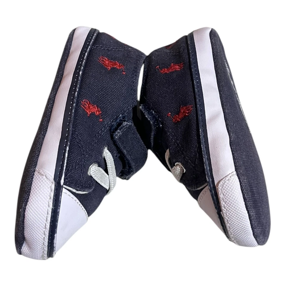 Ralph Lauren темно-синий Baby мальчиков холст кроссовки обувь мягкая подошва Sz 3 - Изображение 4 из 4