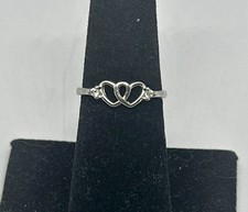 STERLING SILVER 925 ENTWINED HEARTS RHINESTONE RING SIZE 6 PROMISE ENGAGEMENT