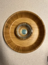 Vintage Bamboo Party tray with dip bowl, Chips And Dip Bowl, Fruit Tray, Holiday