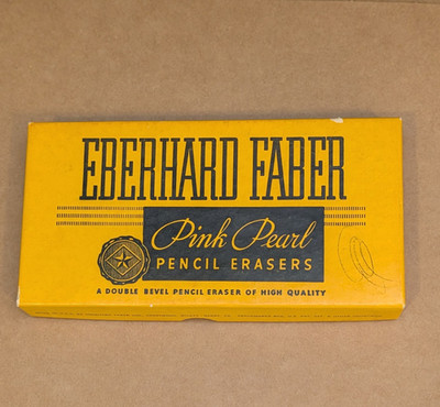 Vintage Eberhard Faber NOS Pink Pearl 100 Double Bevel Pencil Erasers In Box