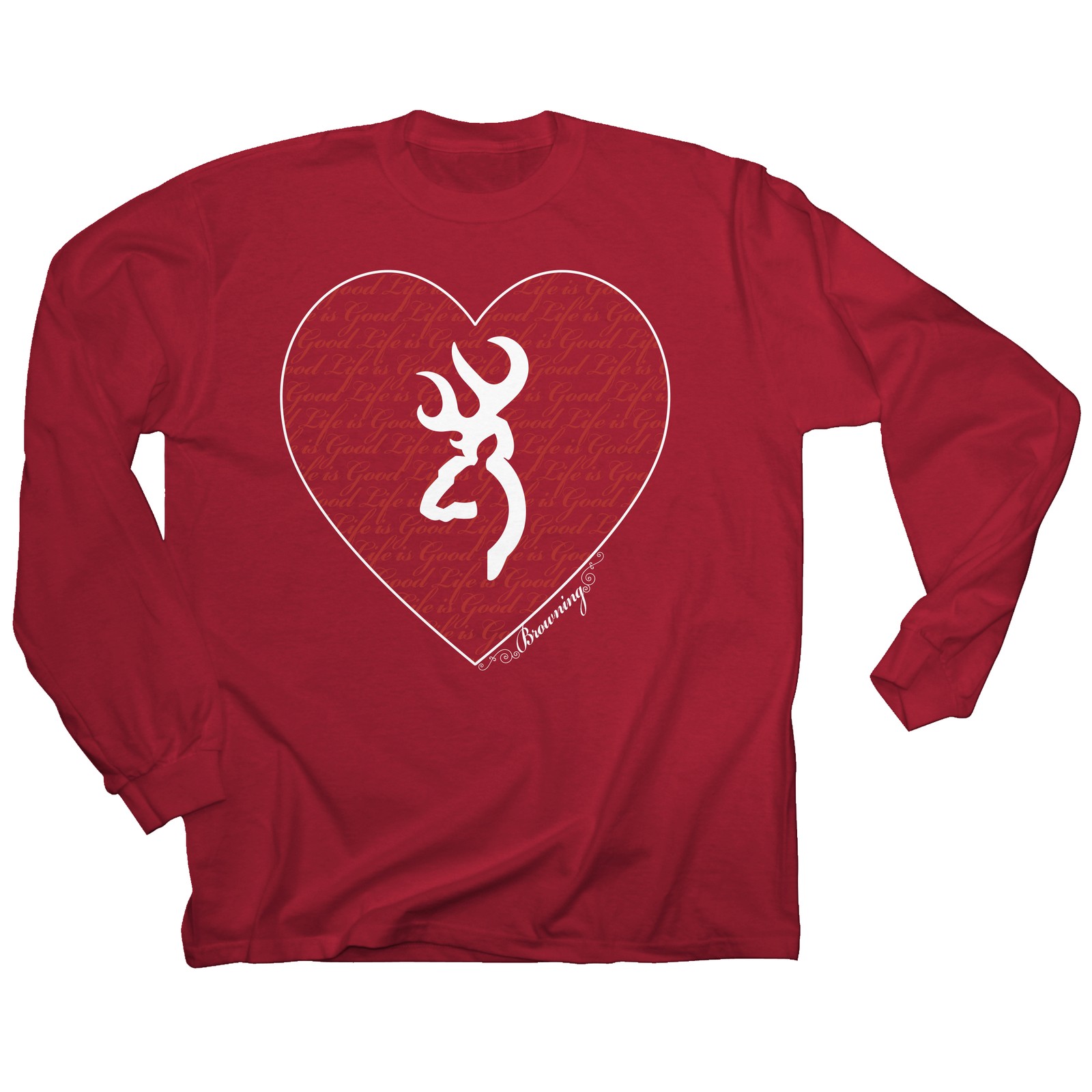 Browning YOUTH Buckmark Heart Logo Long Sleeve Shirt (Cardinal) #BRD7075.042