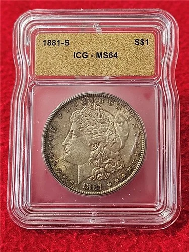 1881-S  MORGAN SILVER DOLLAR  ICG  MS 64                                 #T1763