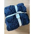 New Pottery Barn Colossal Hand Knit Throw 44 x 56 Dark Navy Blue