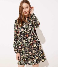 LOFT Floral Long Sleeve Shirtdress Cottagecore Romantic Womens XS New with Tag