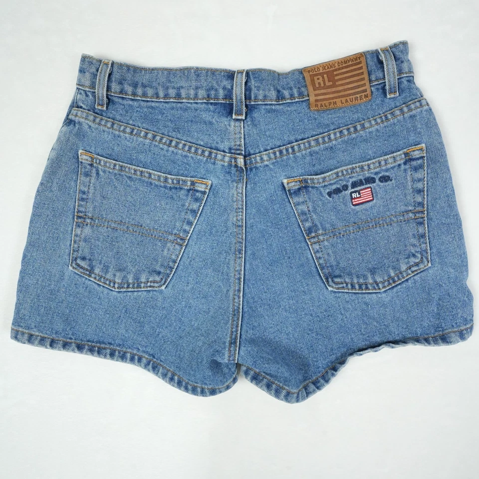 Vintage Polo Jeans Co. Denim Shorts Women’s 8 2.5” Ralph Lauren RL Leather Tab - Image 2 of 4
