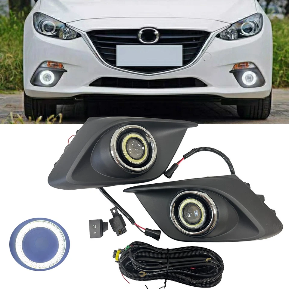 LED Projector COB Halo Angel Eye Ring DRL Fog Lights Wring For 2014-2016 Mazda 3 - Image 2 of 4